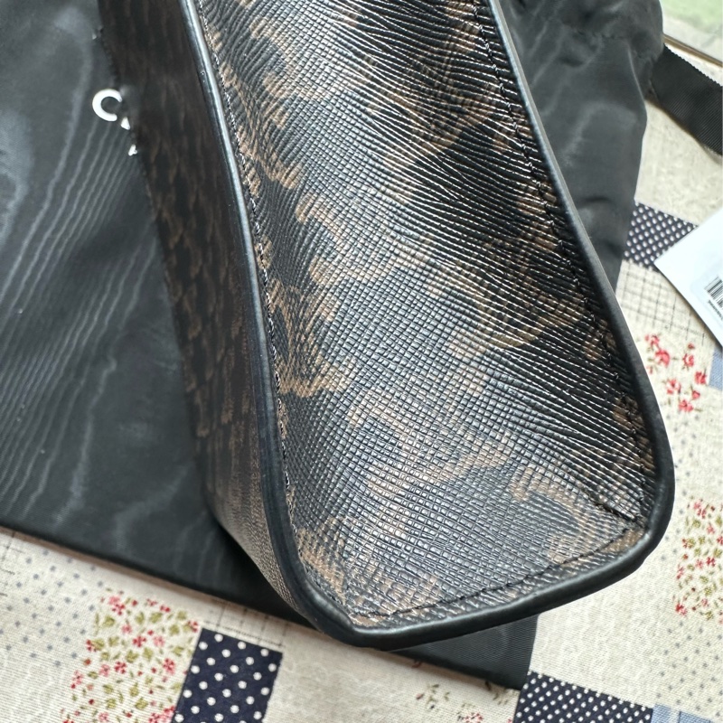 標誌印花及CELINE印花牛皮革迷你型直式CABAS手袋 黃褐色-11