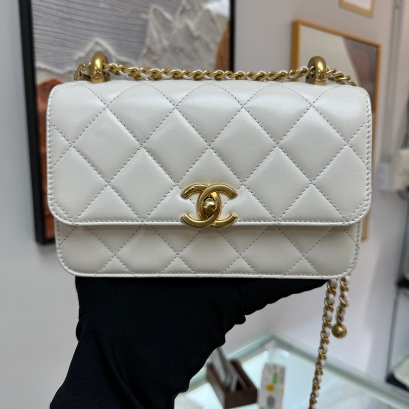 Chanel 白金 seasonal 雙金珠24c 晶片款 19cm 全套有單 單肩斜挎🤍-0