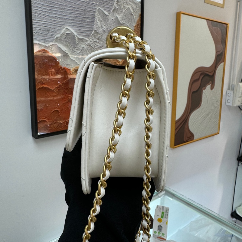 Chanel 白金 seasonal 雙金珠24c 晶片款 19cm 全套有單 單肩斜挎🤍-3