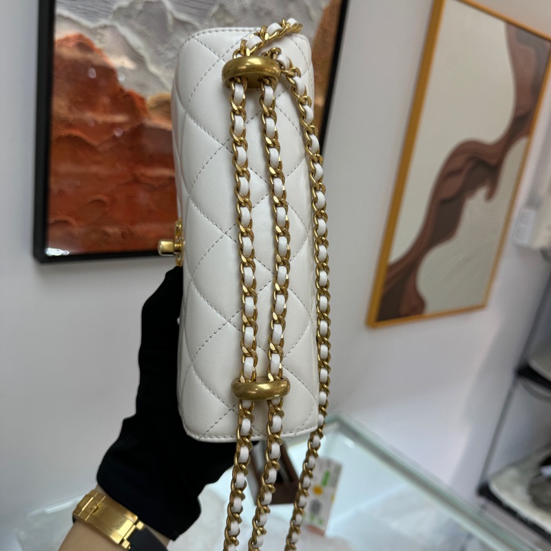 Chanel 白金 seasonal 雙金珠24c 晶片款 19cm 全套有單 單肩斜挎🤍-5
