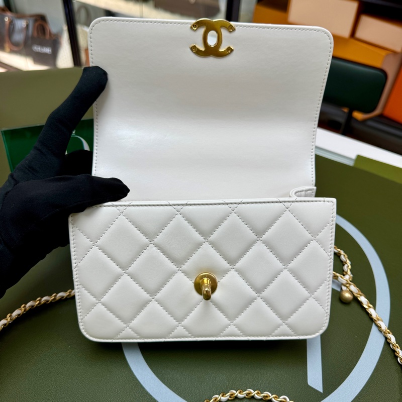 Chanel 白金 seasonal 雙金珠24c 晶片款 19cm 全套有單 單肩斜挎🤍-7