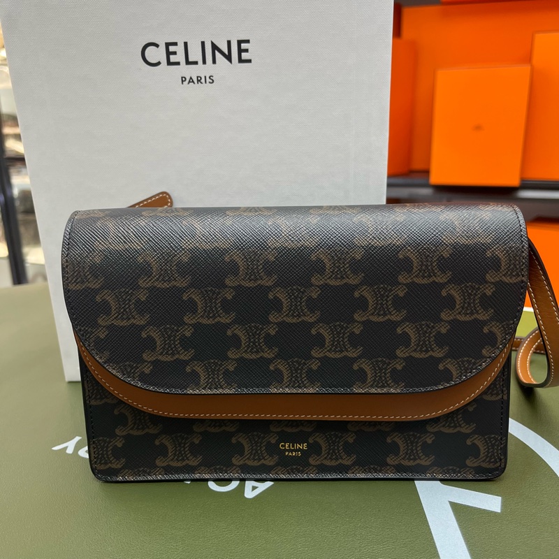 Celine 凱旋門老花 WOC 雙蓋 信封包2022年🤎-0