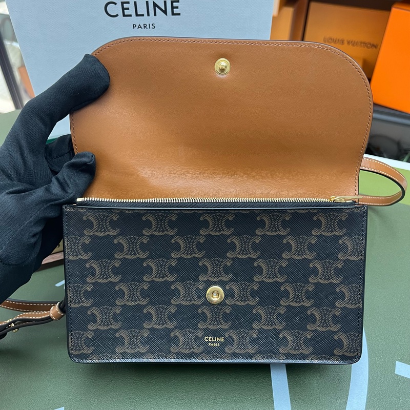 Celine 凱旋門老花 WOC 雙蓋 信封包2022年🤎-6