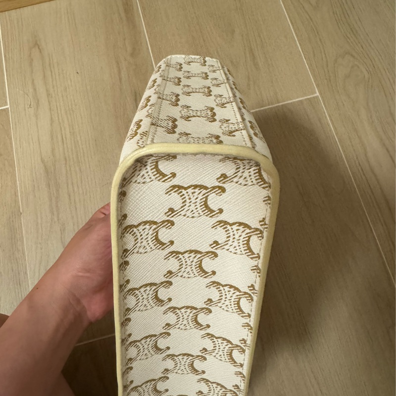 Celine TRIOMPHE帆布迷你型直式CABAS手袋 純白色-9