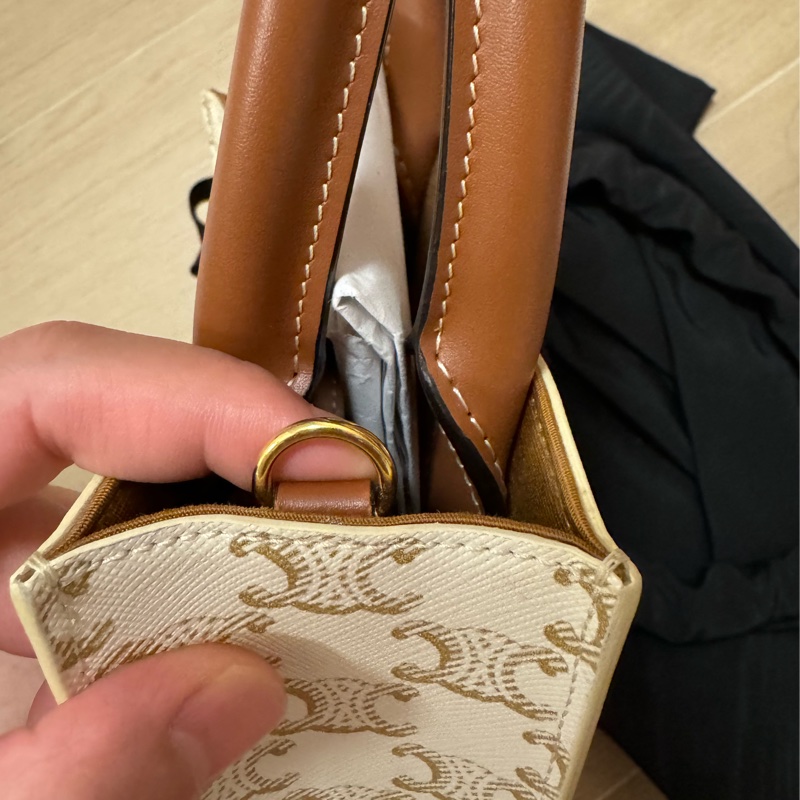 Celine TRIOMPHE帆布迷你型直式CABAS手袋 純白色-12