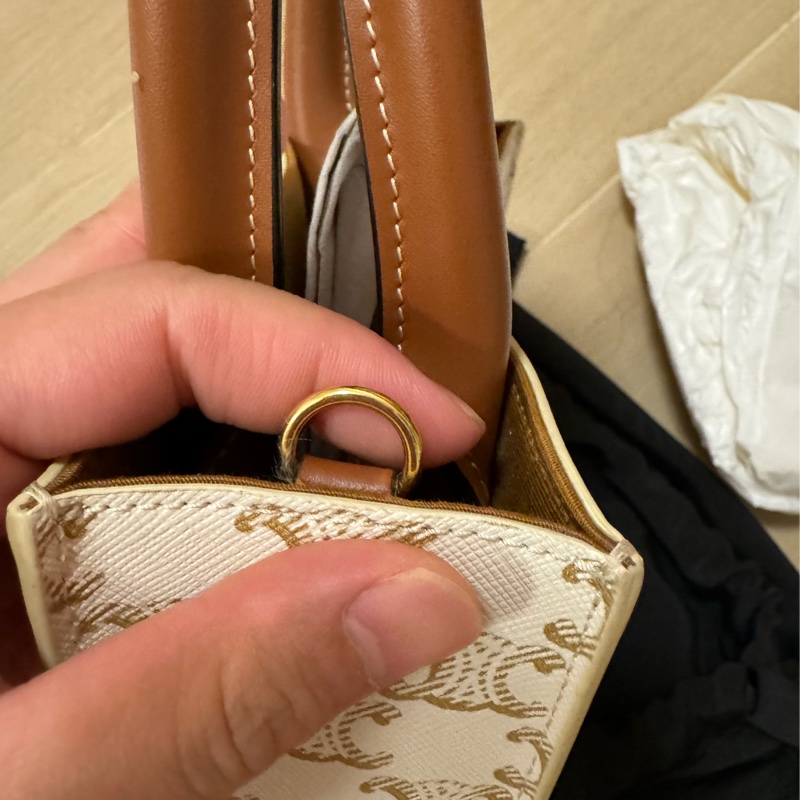 Celine TRIOMPHE帆布迷你型直式CABAS手袋 純白色-13