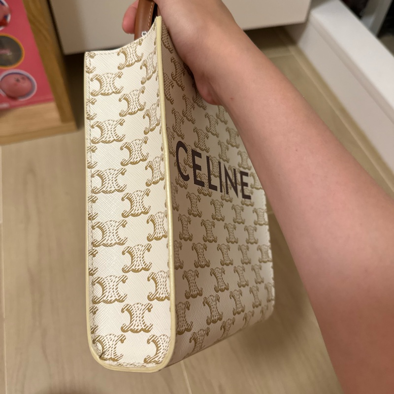 Celine TRIOMPHE帆布迷你型直式CABAS手袋 純白色-19