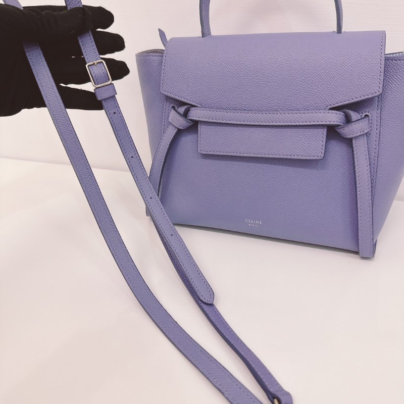 CELINE 粉霧紫NANO BELT 鯰魚包-13