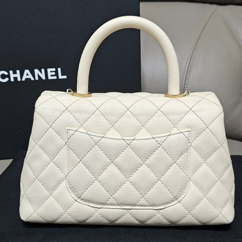 (已保留)🤍CHANEL🤍 CHANEL COCO handle 24 奶油白(小號)〈金扣保卡23開〉-1