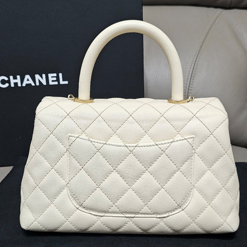 (已保留)🤍CHANEL🤍 CHANEL COCO handle 24 奶油白(小號)〈金扣保卡23開〉-8