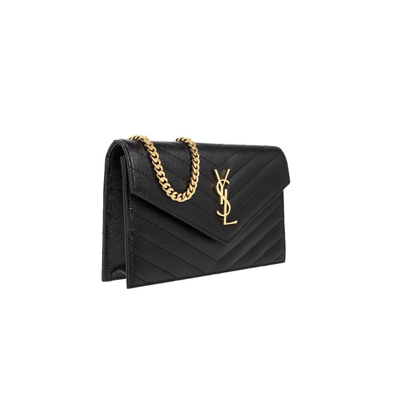 Yves Saint Laurent Cassandre Matelasse Envelope Chain Wallet for Women in Black (742920-BOW01-1000)-1