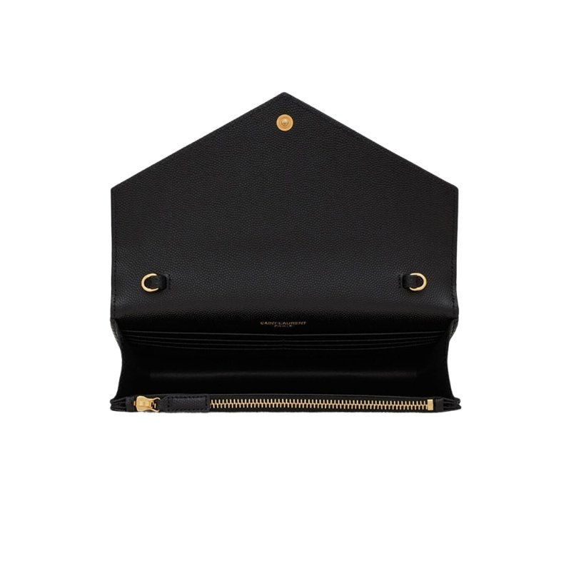 Yves Saint Laurent Cassandre Matelasse Envelope Chain Wallet for Women in Black (742920-BOW01-1000)-3