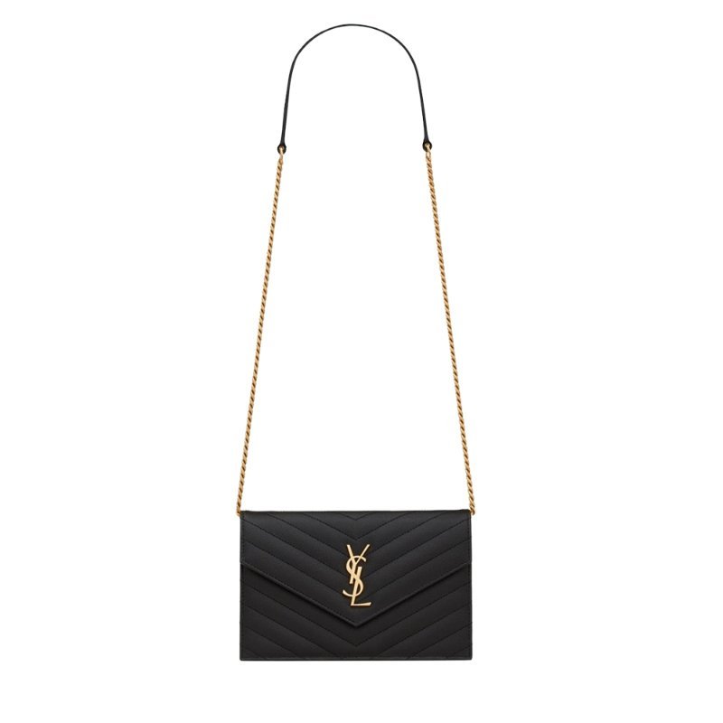 Yves Saint Laurent Cassandre Matelasse Envelope Chain Wallet for Women in Black (742920-BOW01-1000)-4