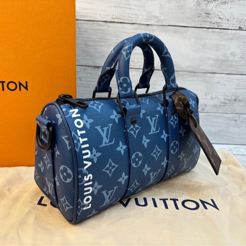 LV M46803 KEEPALL BANDOULIÈRE 25 大西洋藍 把手 斜背包*9成新25 x 15 x 11 cm 買113000 割愛71800買到賺到🤎🤎正常使用痕跡 高標繞道-1