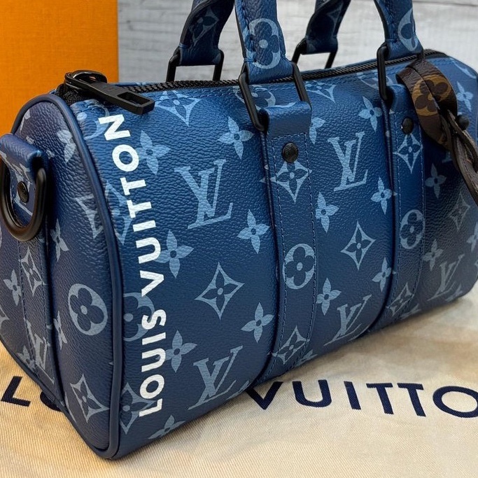 LV M46803 KEEPALL BANDOULIÈRE 25 大西洋藍 把手 斜背包*9成新25 x 15 x 11 cm 買113000 割愛71800買到賺到🤎🤎正常使用痕跡 高標繞道-9