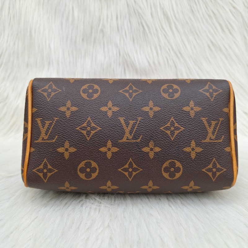 LV MINI SPEEDY 20 原花桃粉紅色字母織帶 手提/肩背/斜背波士頓包-10
