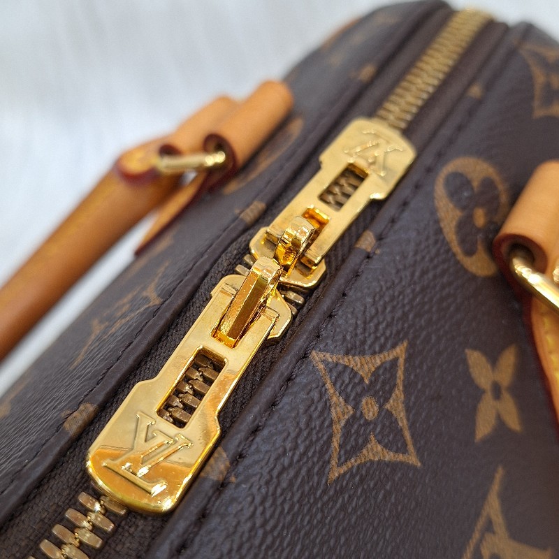 LV MINI SPEEDY 20 原花桃粉紅色字母織帶 手提/肩背/斜背波士頓包-19