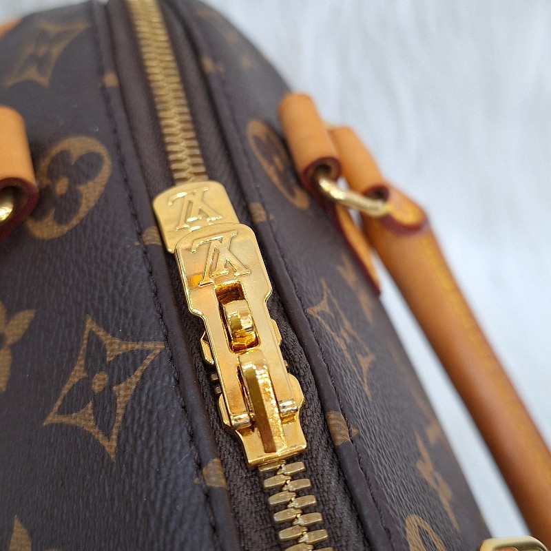 LV MINI SPEEDY 20 原花桃粉紅色字母織帶 手提/肩背/斜背波士頓包-20