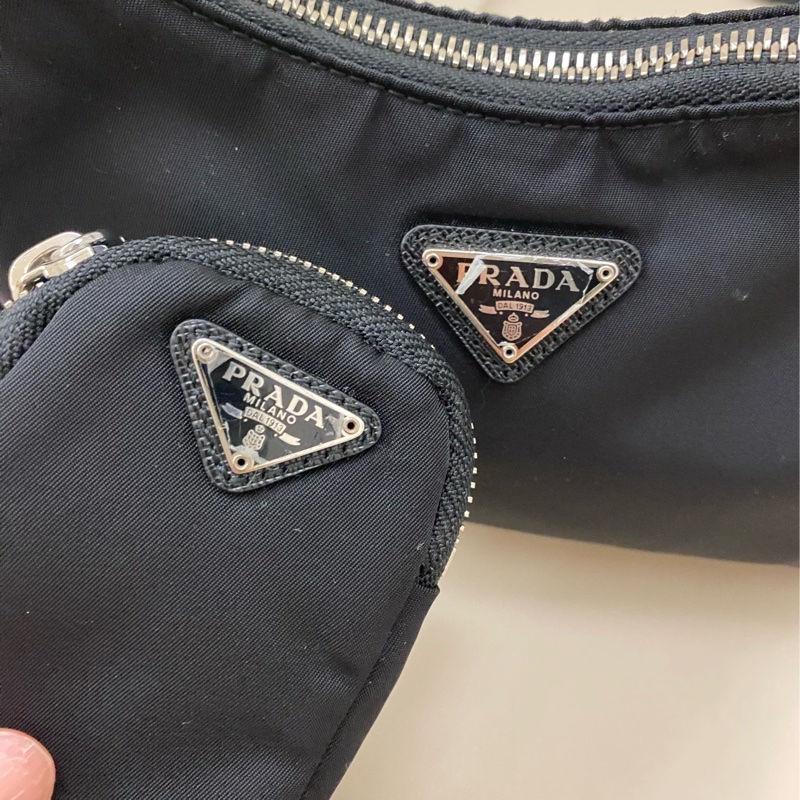 PRADA 經典TESSUTO三角LOGO尼龍拉鍊手提/斜背兩用包(黑1BH204-TESSUTO+SAFFIAN-NERO)-8