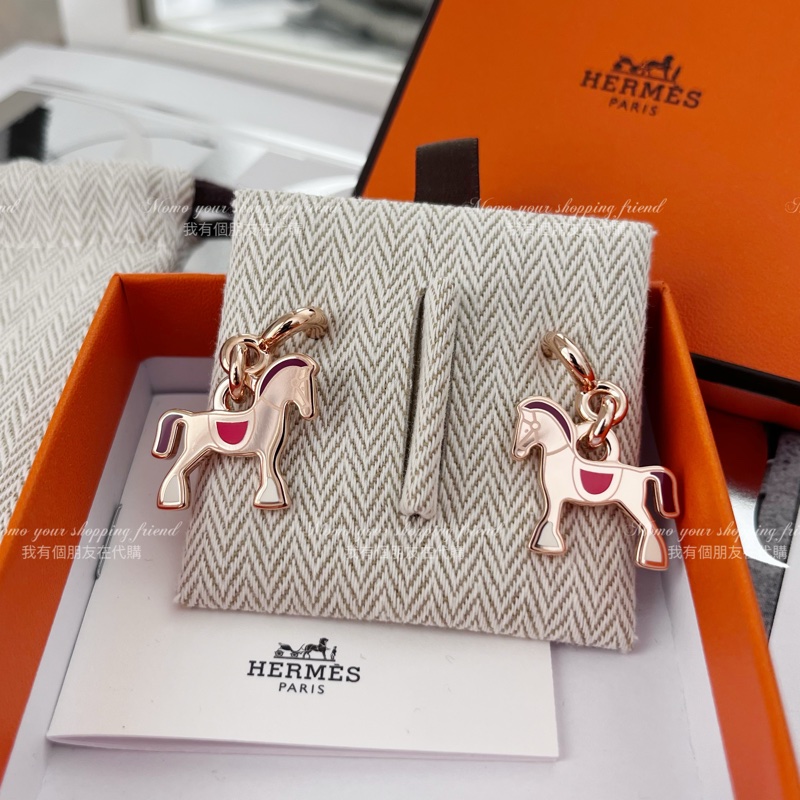 愛馬仕2024新款小馬耳環｜玫瑰金｜全新全配-0