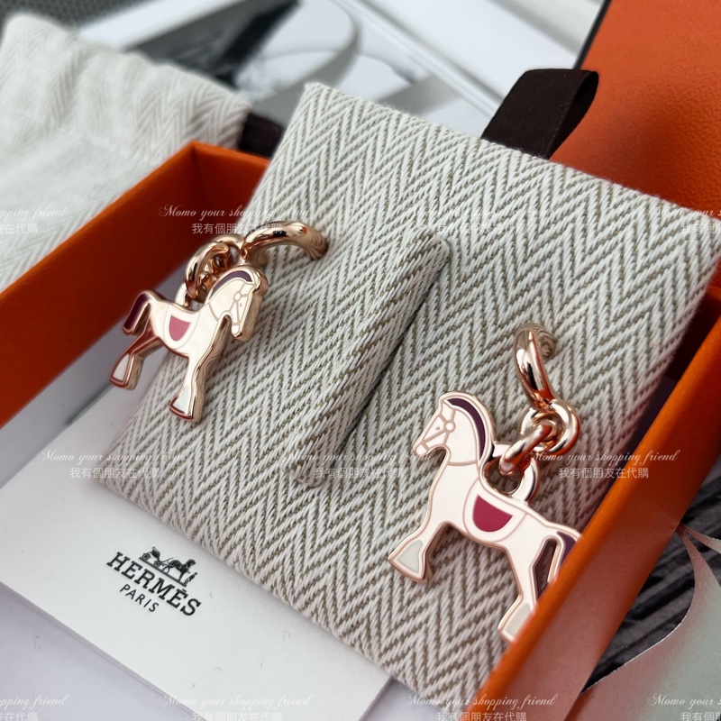 愛馬仕2024新款小馬耳環｜玫瑰金｜全新全配-1