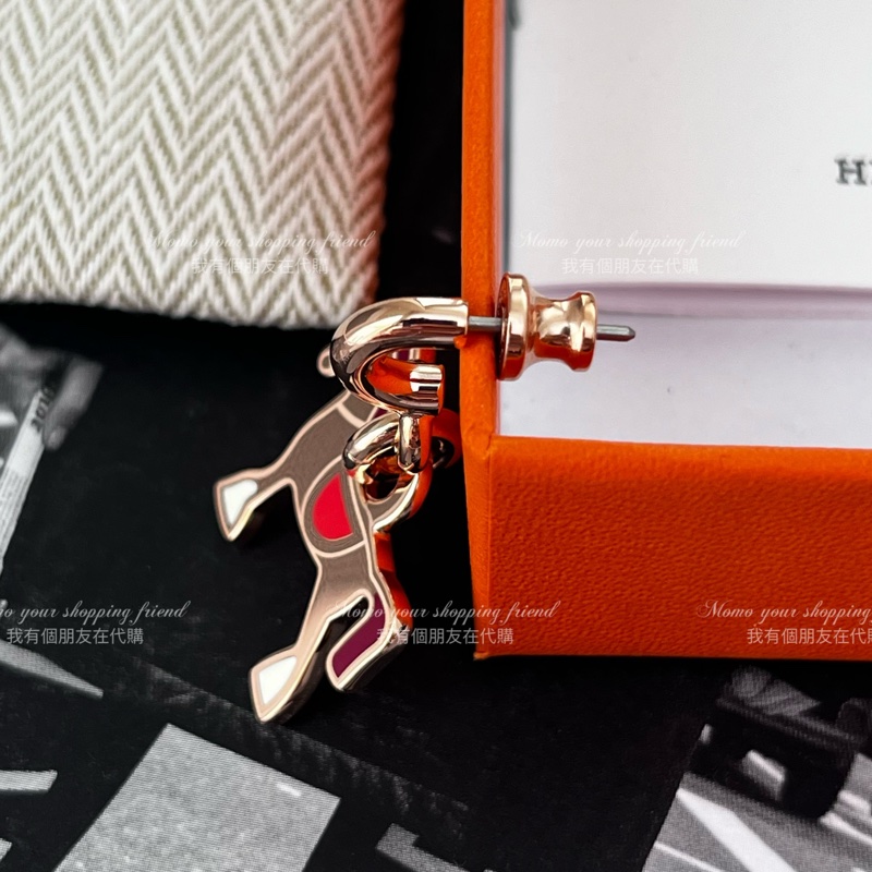 愛馬仕2024新款小馬耳環｜玫瑰金｜全新全配-3