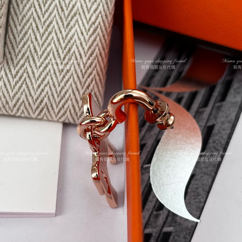 愛馬仕2024新款小馬耳環｜玫瑰金｜全新全配-4