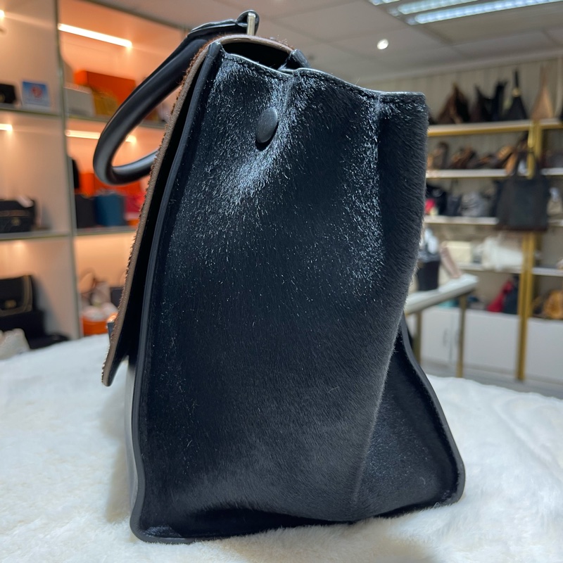 celine 思琳 馬毛黑色拼啡色特別版 Trapeze 蝙蝠包-1