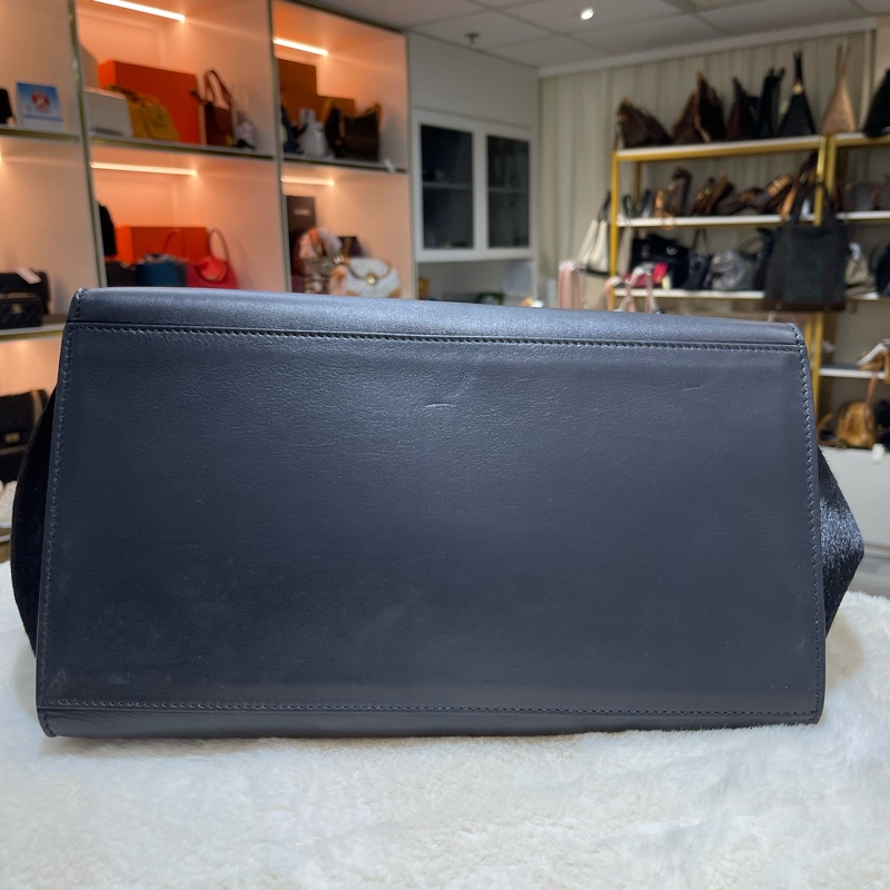 celine 思琳 馬毛黑色拼啡色特別版 Trapeze 蝙蝠包-11