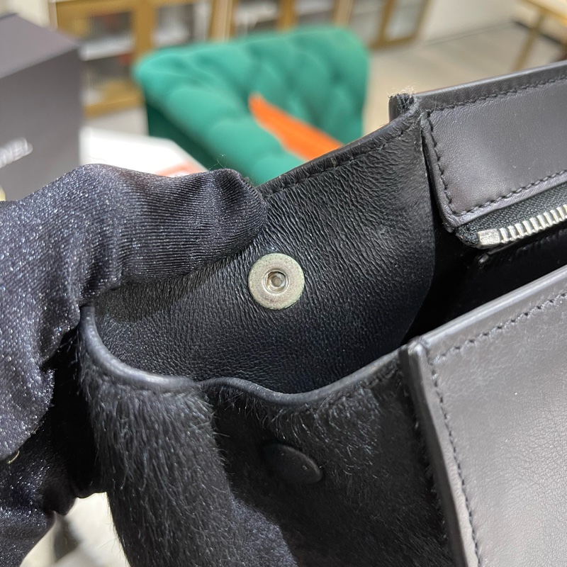 celine 思琳 馬毛黑色拼啡色特別版 Trapeze 蝙蝠包-19