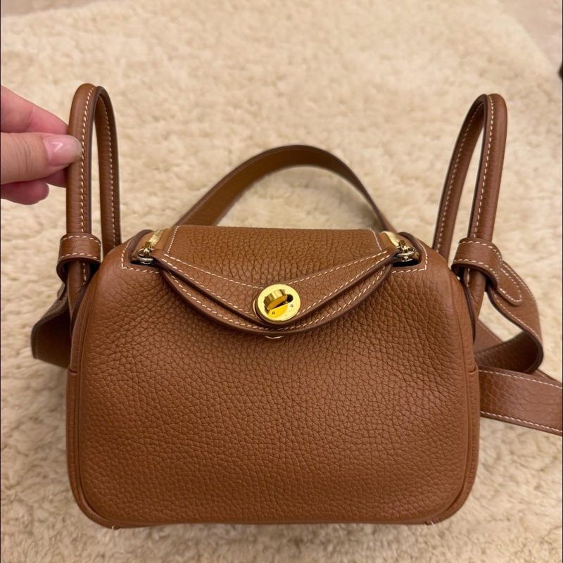 Hermes mini lindy 焦糖金-5