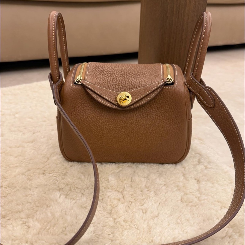 Hermes mini lindy 焦糖金-6