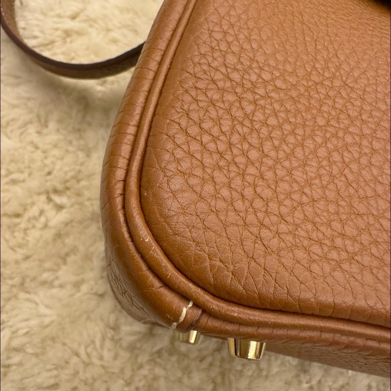Hermes mini lindy 焦糖金-30