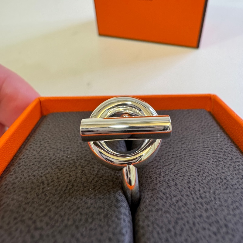 全新｜愛馬仕 Echappee Hermes戒指 小Q 銀戒-7