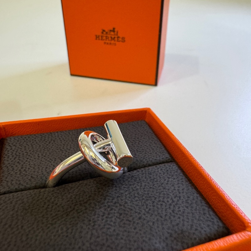 全新｜愛馬仕 Echappee Hermes戒指 小Q 銀戒-8