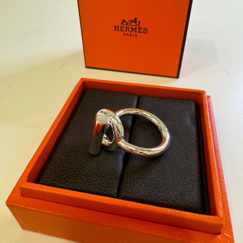 全新｜愛馬仕 Echappee Hermes戒指 小Q 銀戒-12