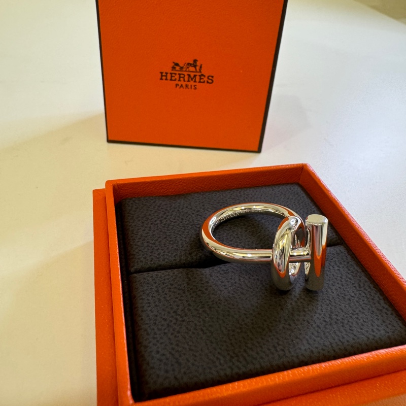 全新｜愛馬仕 Echappee Hermes戒指 小Q 銀戒-13