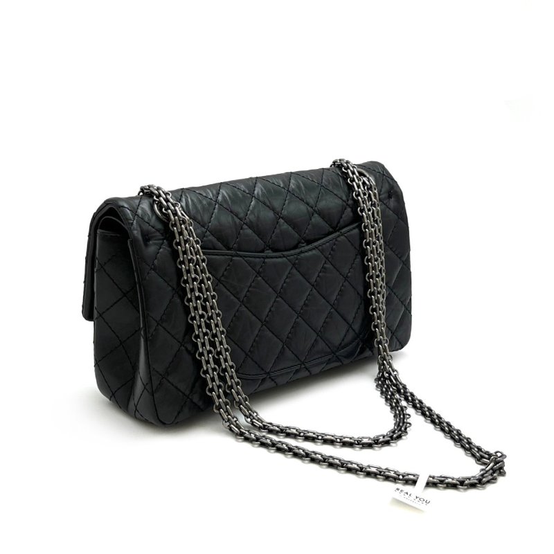 CHANEL 2.55經典口蓋包 24 - 黑銀30開-1