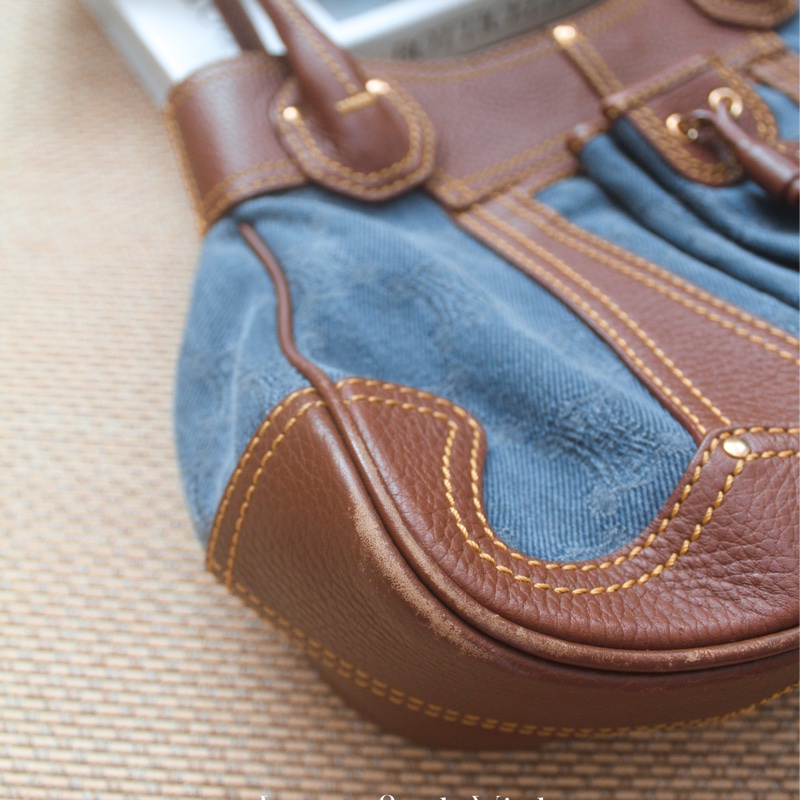 Celine老花牛仔單肩包-6