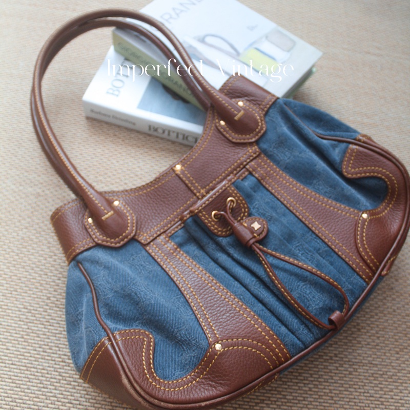 Celine老花牛仔單肩包-0