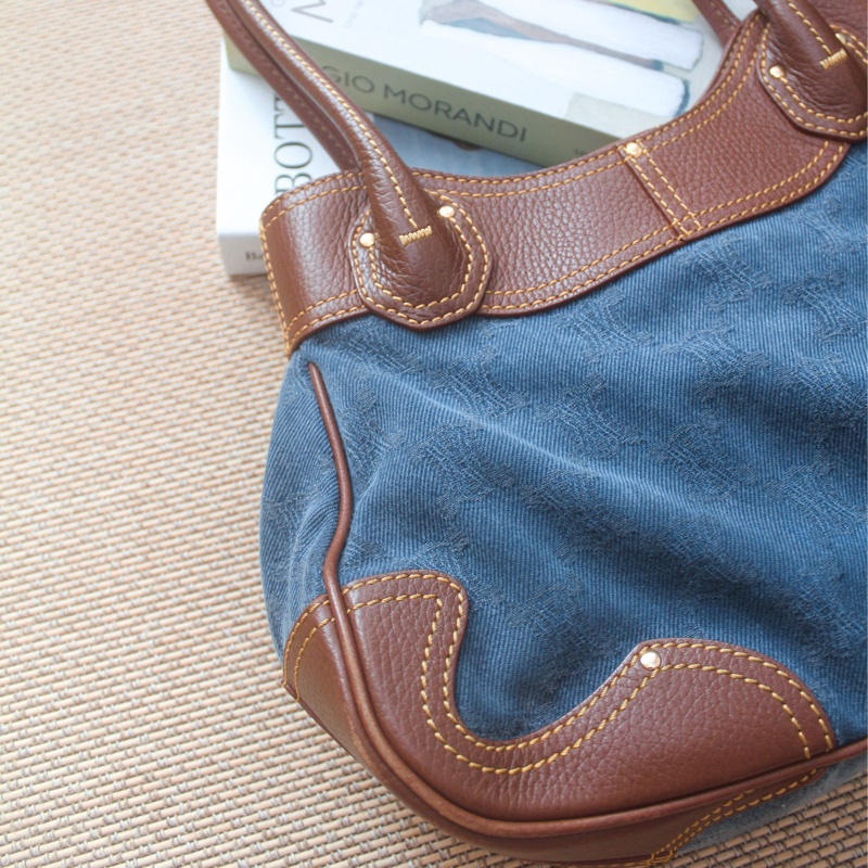 Celine老花牛仔單肩包-10