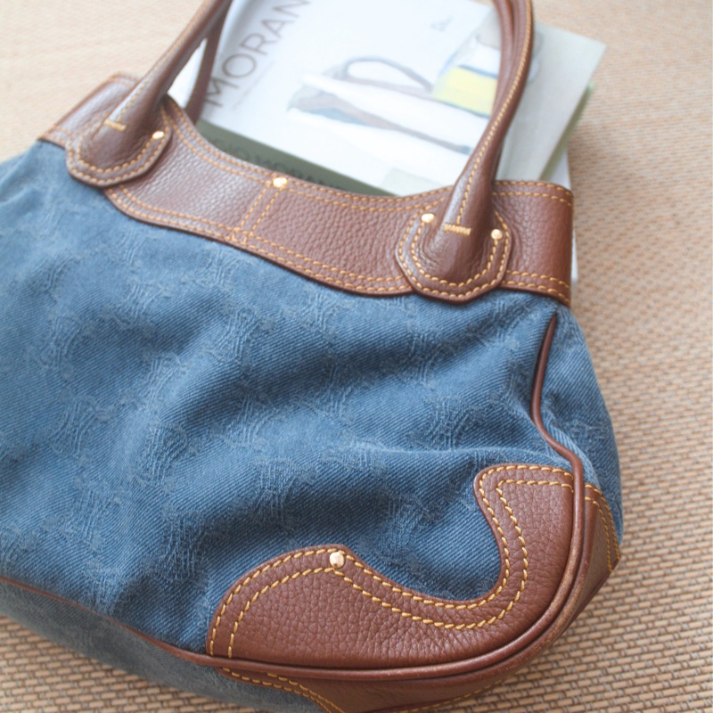 Celine老花牛仔單肩包-11