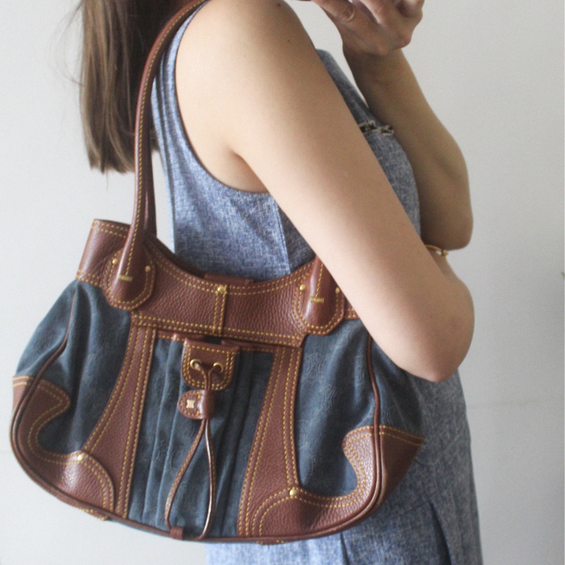 Celine老花牛仔單肩包-23