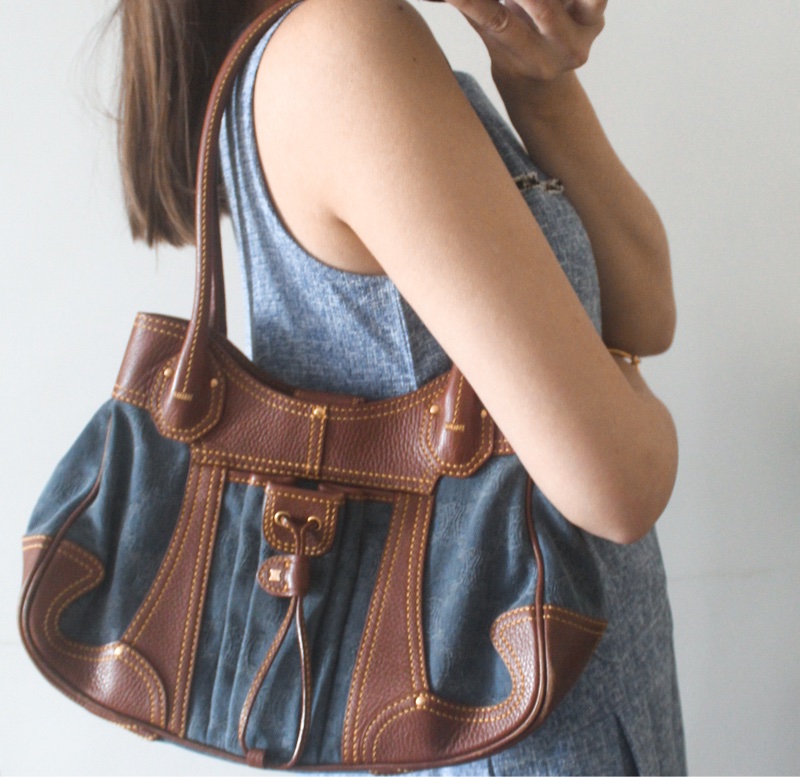 Celine老花牛仔單肩包-24