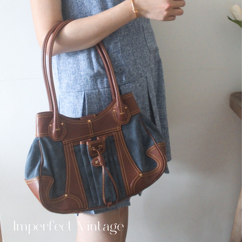 Celine老花牛仔單肩包-25