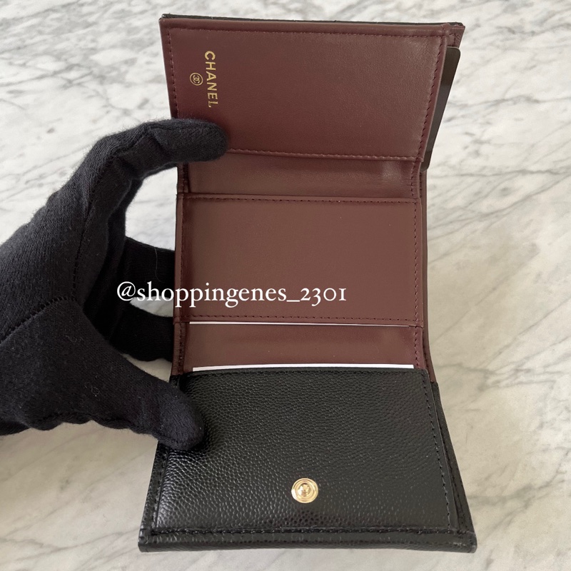 CHANEL 經典迷你翻蓋短夾 黑金 荔枝牛皮❗️尚未抵台-6