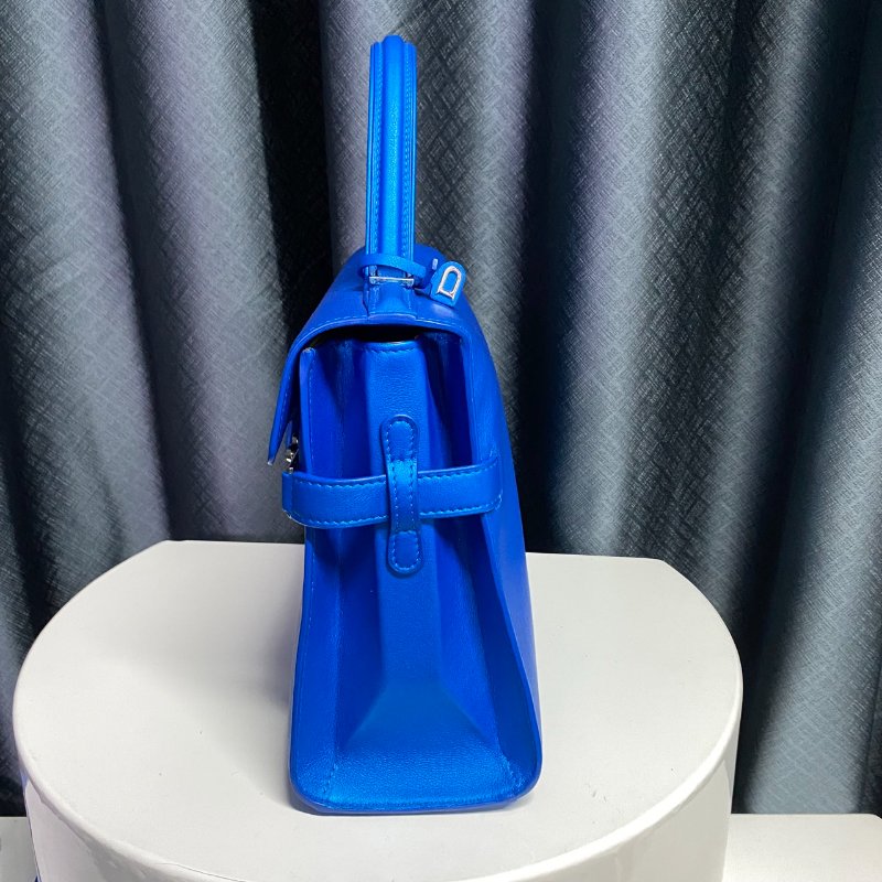 Delvaux 德爾沃 Tempete 金屬藍色手提肩背兩用包-2