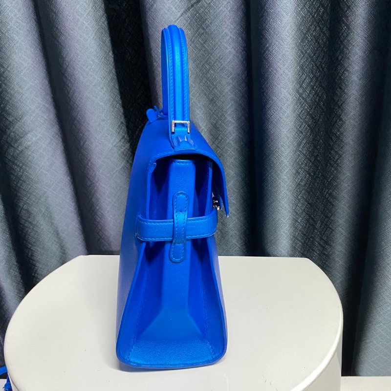 Delvaux 德爾沃 Tempete 金屬藍色手提肩背兩用包-3