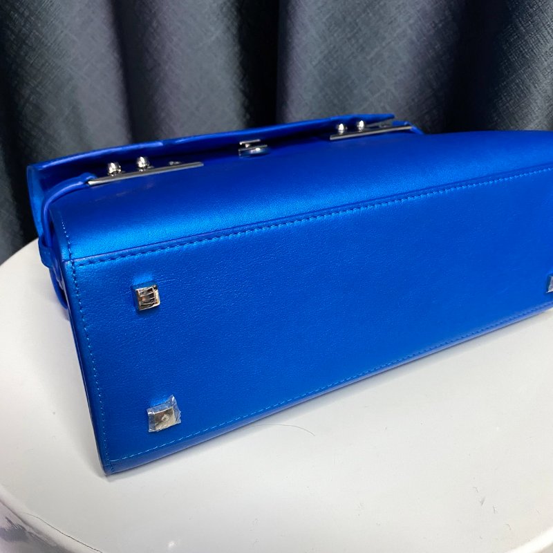 Delvaux 德爾沃 Tempete 金屬藍色手提肩背兩用包-4