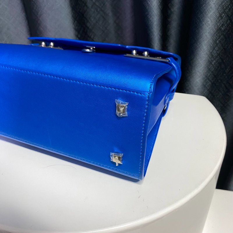 Delvaux 德爾沃 Tempete 金屬藍色手提肩背兩用包-5